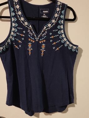 SONOMA Navy Embroidered Sleeveless Camisole